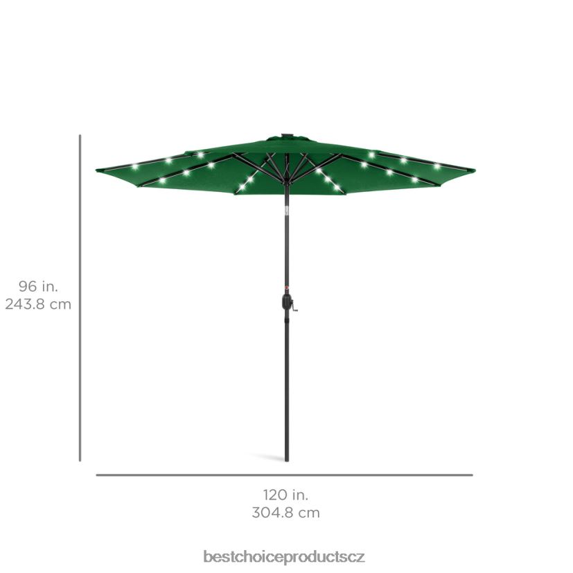 Best Choice Products solární led osvětlený terasový deštník s nastavením sklonu, UV odolnost venkovní bydlení | zelená FF22861343