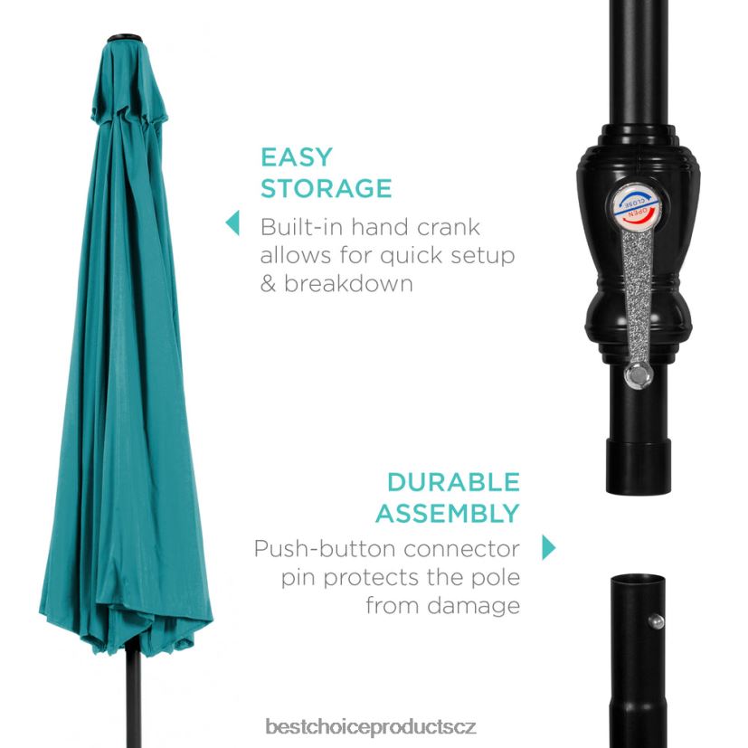 Best Choice Products venkovní ocelový trh terasový deštník dekorace s náklonem, klikou výtah venkovní bydlení | blankytný FF22861379