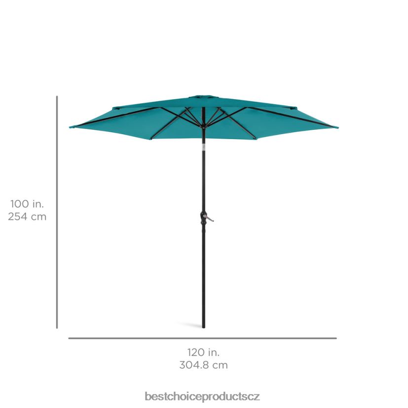 Best Choice Products venkovní ocelový trh terasový deštník dekorace s náklonem, klikou výtah venkovní bydlení | blankytný FF22861379