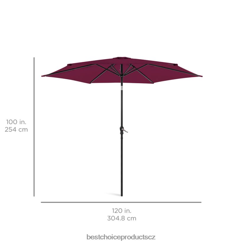 Best Choice Products venkovní ocelový trh terasový deštník dekorace s náklonem, klikou výtah venkovní bydlení | burgundské FF22861367