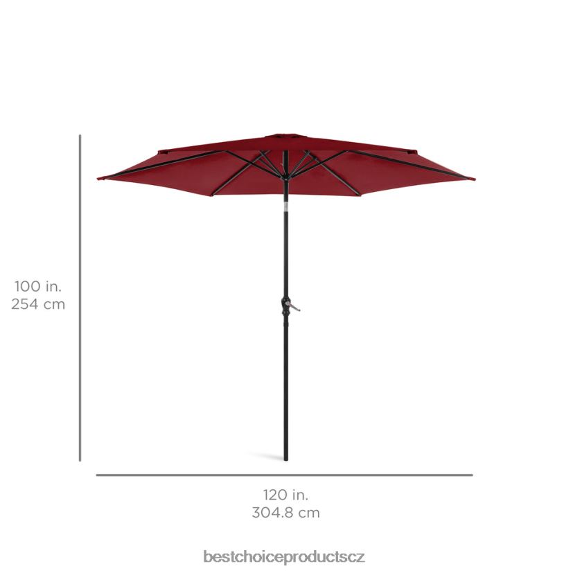 Best Choice Products venkovní ocelový trh terasový deštník dekorace s náklonem, klikou výtah venkovní bydlení | Červené FF22861381