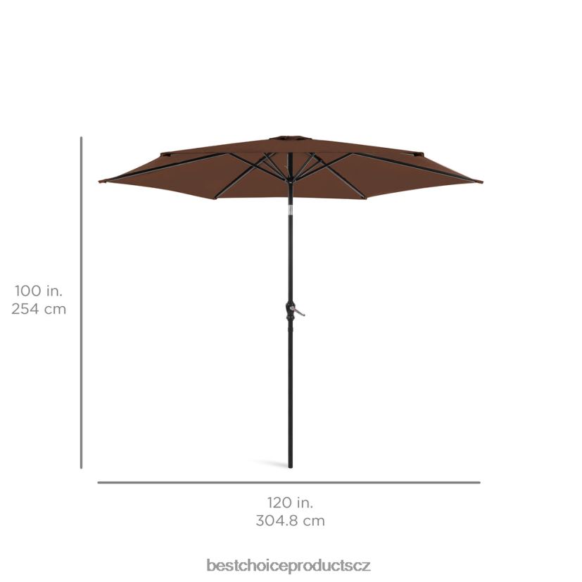 Best Choice Products venkovní ocelový trh terasový deštník dekorace s náklonem, klikou výtah venkovní bydlení | hnědý FF22861370