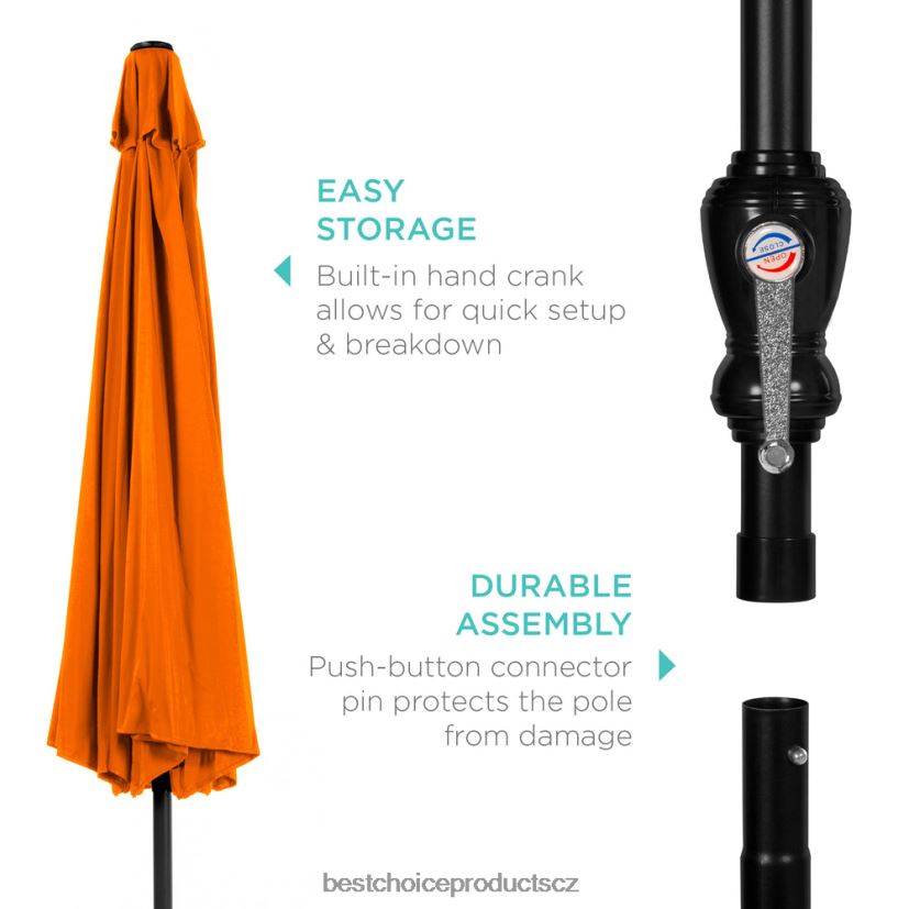 Best Choice Products venkovní ocelový trh terasový deštník dekorace s náklonem, klikou výtah venkovní bydlení | oranžový FF22861373