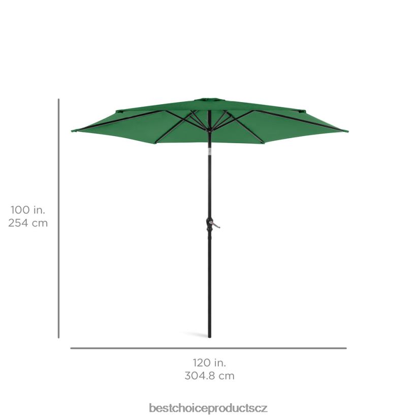 Best Choice Products venkovní ocelový trh terasový deštník dekorace s náklonem, klikou výtah venkovní bydlení | zelená FF22861371