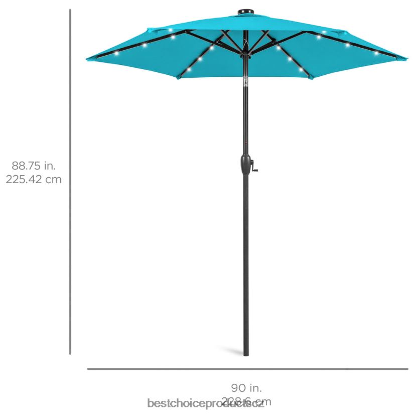 Best Choice Products venkovní solární slunečník na terasu s naklápěním tlačítkem, zdvihem klikou venkovní bydlení | modrá obloha FF2286858