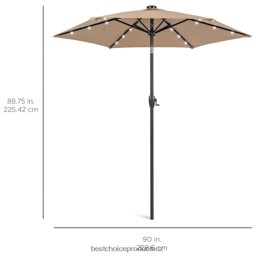 Best Choice Products venkovní solární slunečník na terasu s naklápěním tlačítkem, zdvihem klikou venkovní bydlení | opálení FF2286857