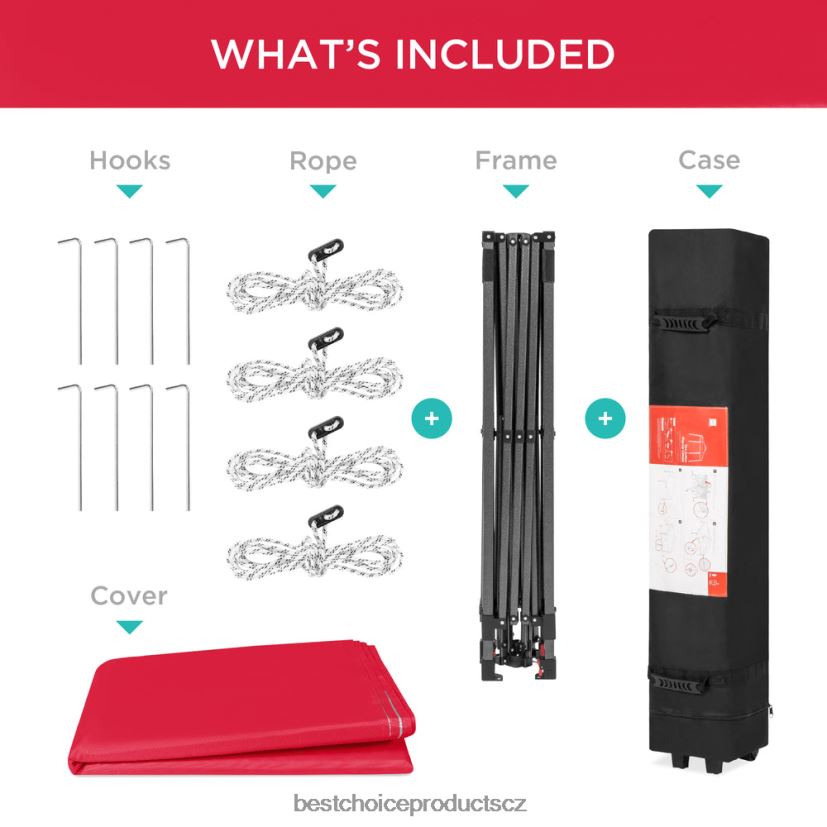 Best Choice Products okamžitá vyskakovací stříška pro jednu osobu s taškou na kolečkách venkovní bydlení | Červené FF22861053