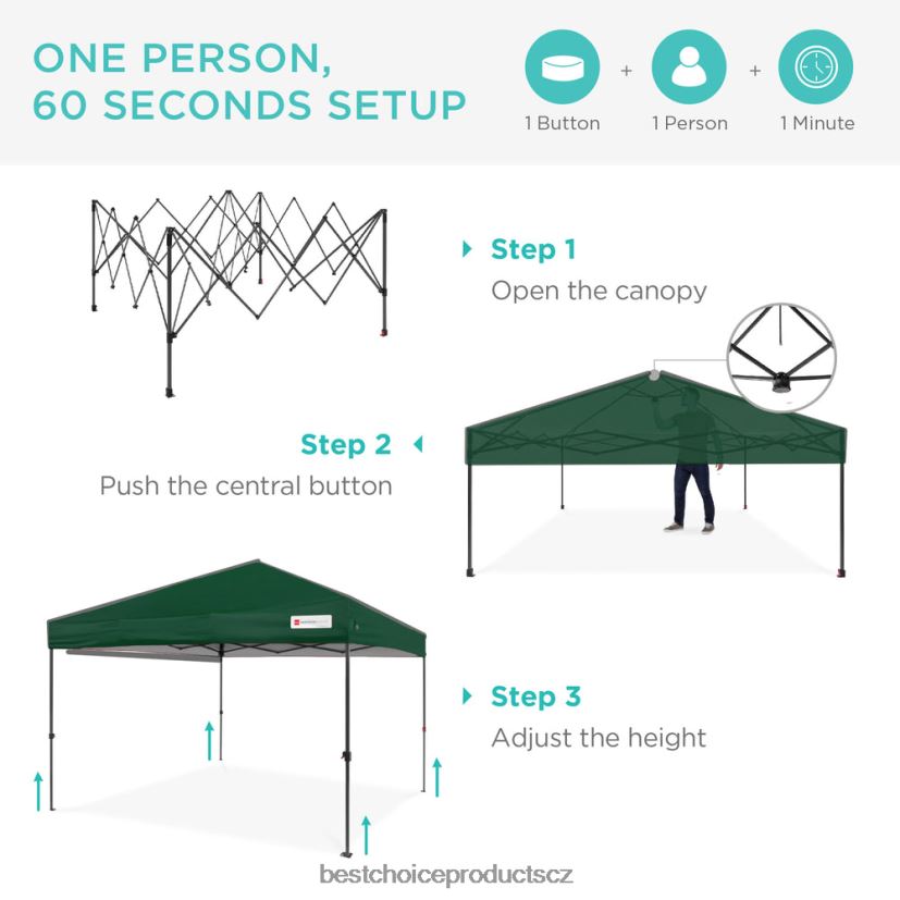 Best Choice Products okamžitá vyskakovací stříška pro jednu osobu s taškou na kolečkách venkovní bydlení | lesní zeleň FF22861061