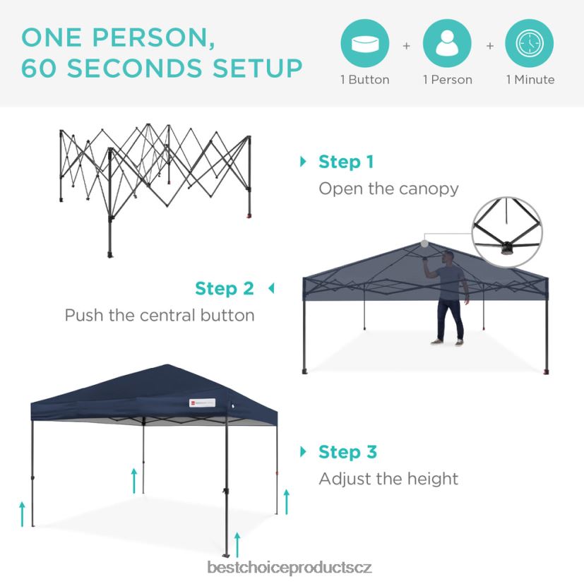 Best Choice Products okamžitá vyskakovací stříška pro jednu osobu s taškou na kolečkách venkovní bydlení | modrý FF22861052