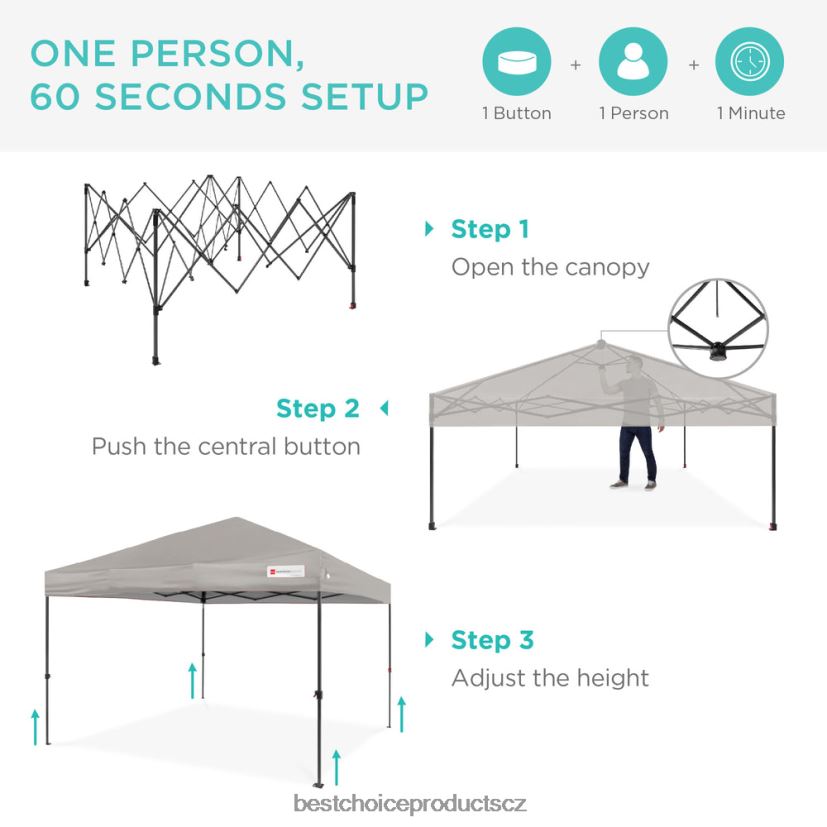 Best Choice Products okamžitá vyskakovací stříška pro jednu osobu s taškou na kolečkách venkovní bydlení | světle šedá FF22861055