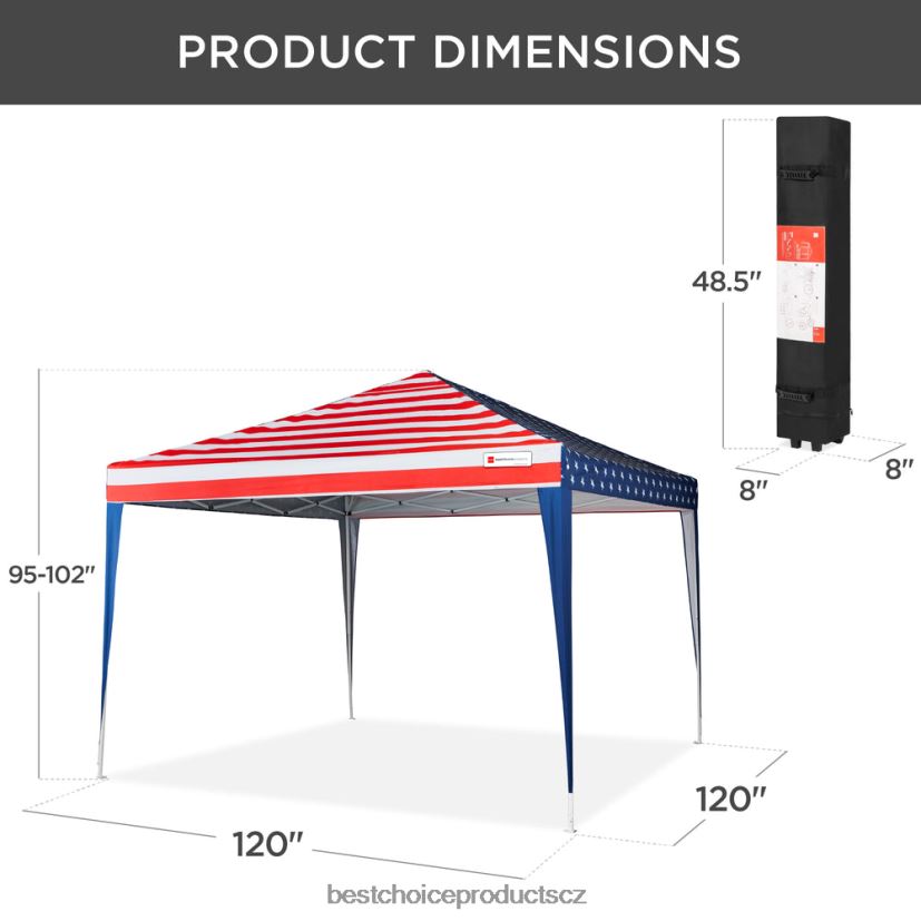 Best Choice Products venkovní přenosný vyskakovací stan s baldachýnem s kufrem, 10x10 stop venkovní bydlení | americká vlajka FF22861157