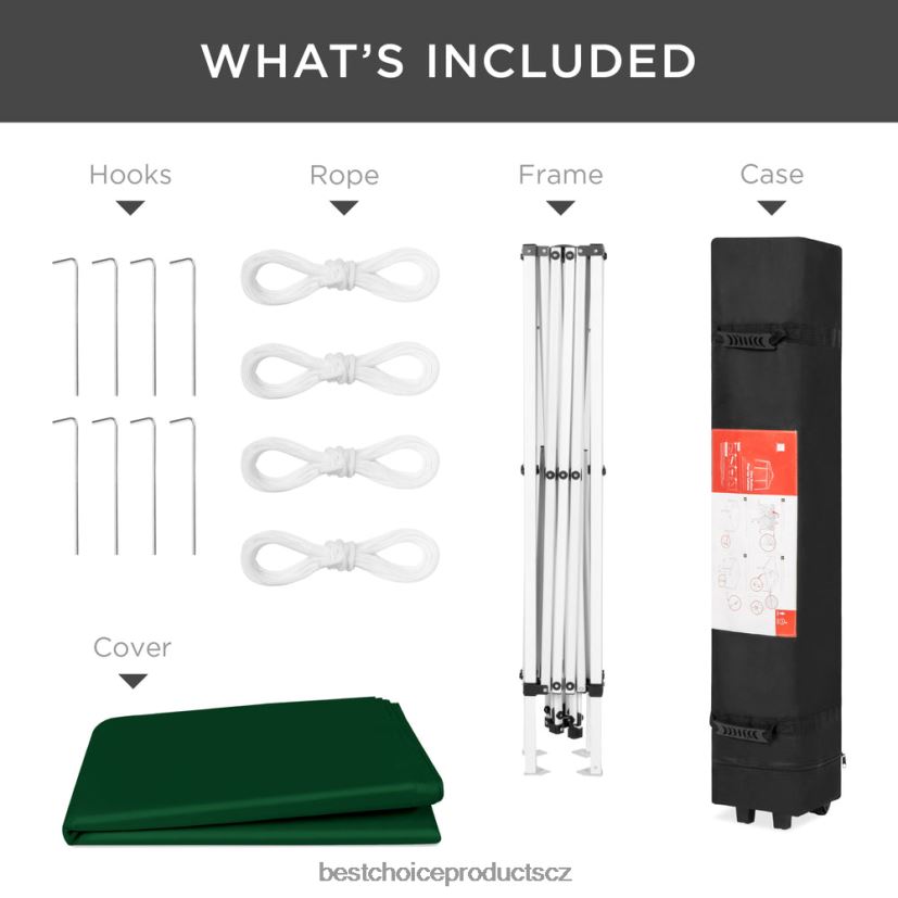 Best Choice Products venkovní přenosný vyskakovací stan s baldachýnem s kufrem, 10x10 stop venkovní bydlení | lesní zeleň FF22861159