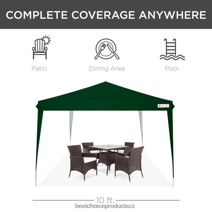 Best Choice Products venkovní přenosný vyskakovací stan s baldachýnem s kufrem, 10x10 stop venkovní bydlení | lesní zeleň FF22861159