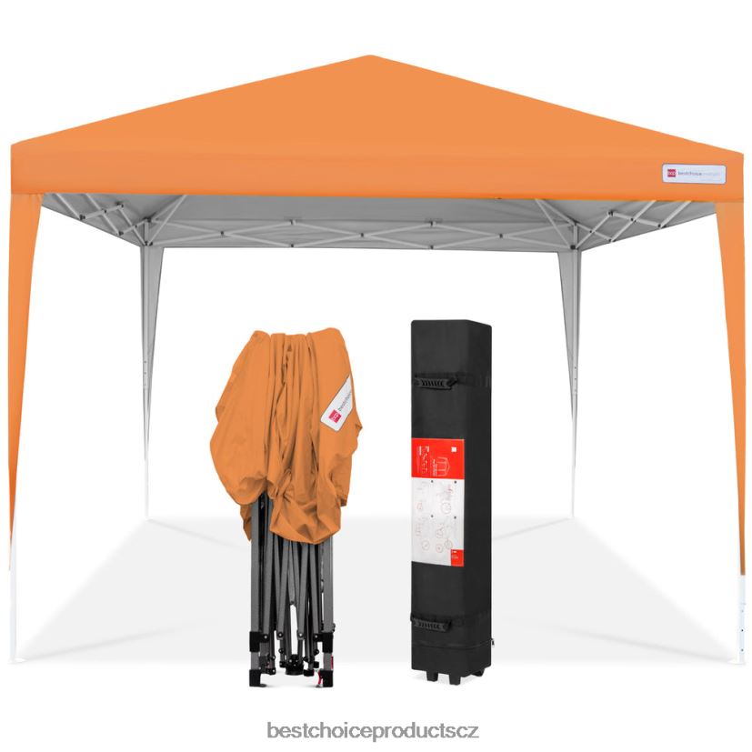 Best Choice Products venkovní přenosný vyskakovací stan s baldachýnem s kufrem, 10x10 stop venkovní bydlení | oranžový FF22861156