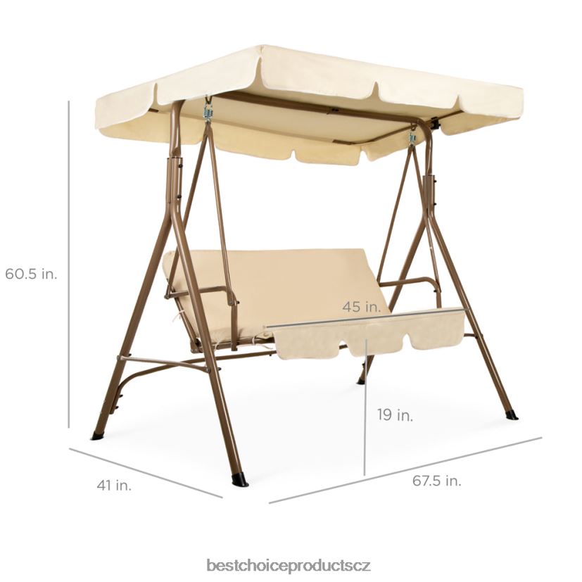 Best Choice Products 2-osobní venkovní baldachýn houpací kluzák nábytek s polštáři, ocelový rám venkovní bydlení | béžový FF2286394