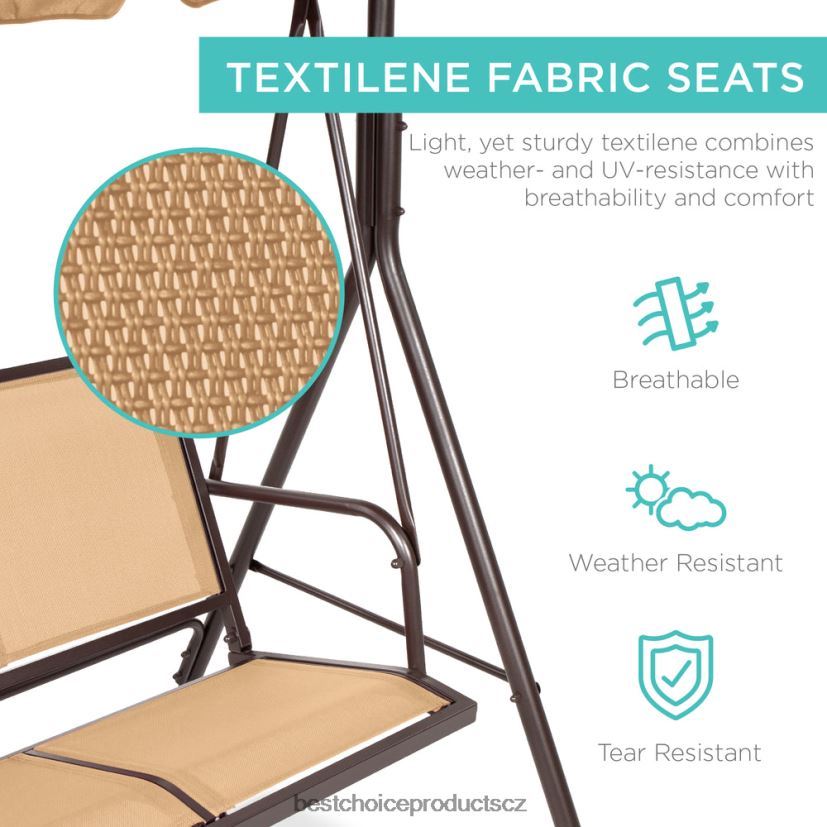 Best Choice Products 2místná venkovní houpačka s kluzákem s baldachýnem s textilní tkaninou, ocelový rám venkovní bydlení | opálení FF22861355