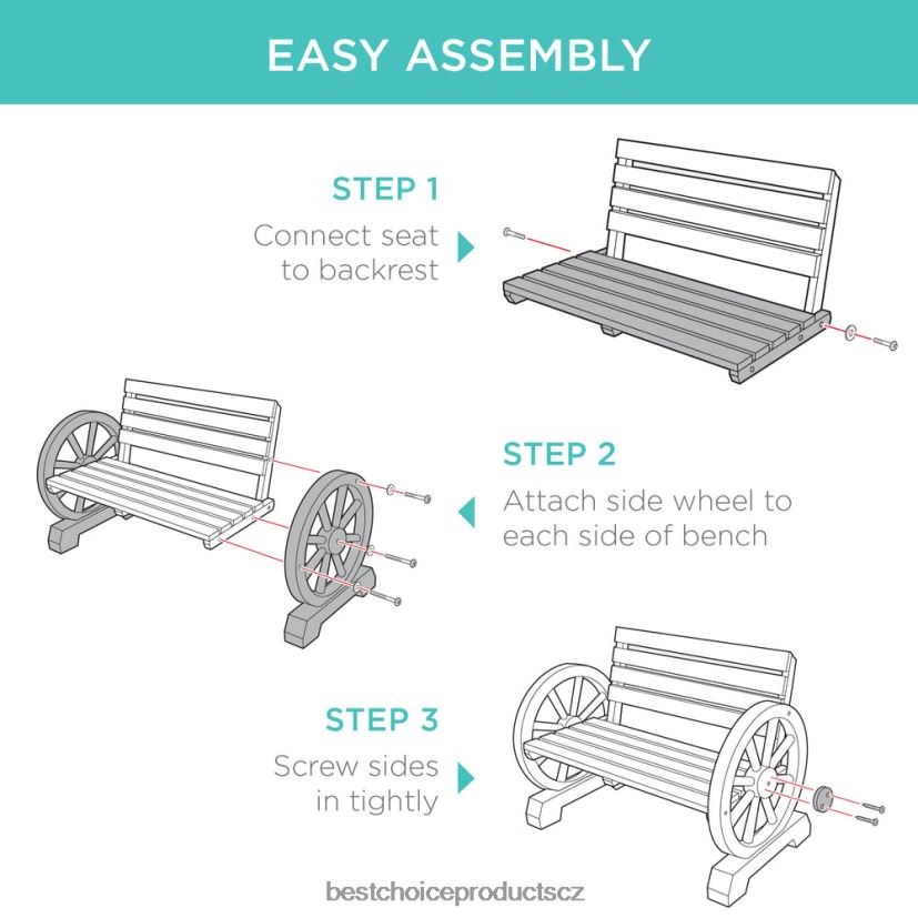 Best Choice Products Rustikální dřevěná kolová lavice pro 2 osoby s lamelovým sedákem a opěradlem venkovní bydlení | hnědý FF22861395