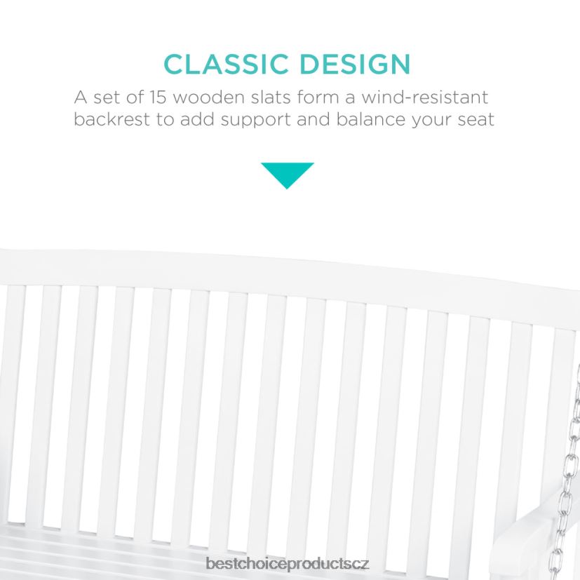 Best Choice Products dřevěná zakřivená zadní houpačka na verandě s montážními řetězy venkovní bydlení | bílý FF2286941