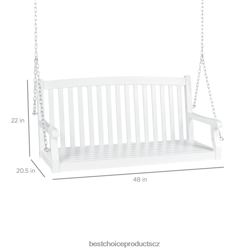 Best Choice Products dřevěná zakřivená zadní houpačka na verandě s montážními řetězy venkovní bydlení | bílý FF2286941