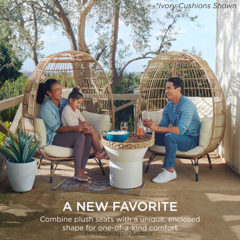 Best Choice Products křeslo z proutěného vejce oversize vnitřní venkovní lehátko na terasu venkovní bydlení | námořnictvo FF22861324