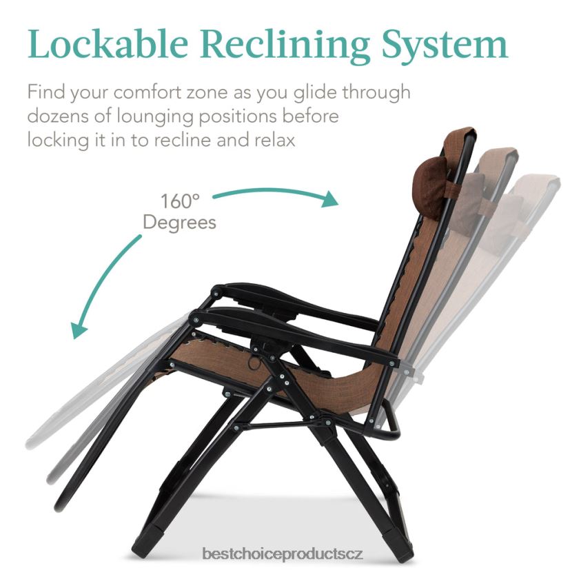 Best Choice Products nadrozměrné křeslo s nulovou gravitací, skládací venkovní křeslo s odnímatelným polštářem venkovní bydlení | lesní hnědá FF22861431