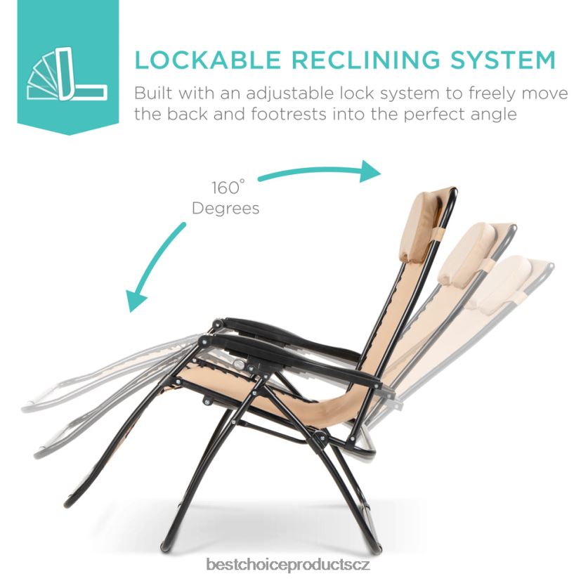 Best Choice Products nadrozměrné polohovací lehátko s nulovou gravitací s držákem na pohár, polštářem venkovní bydlení | opálení FF22861330