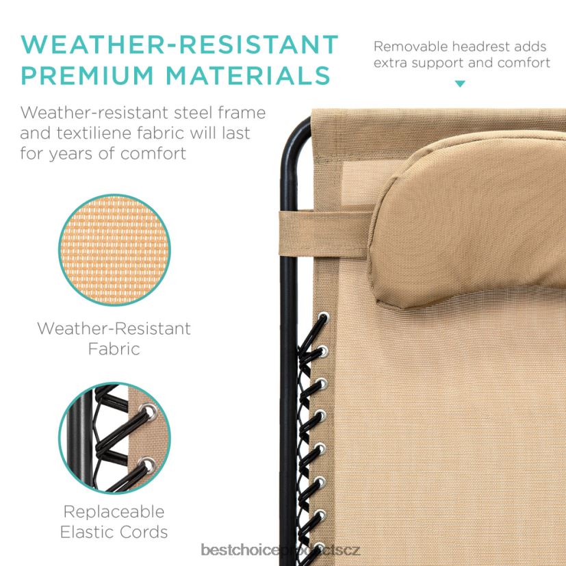 Best Choice Products nadrozměrné polohovací lehátko s nulovou gravitací s držákem na pohár, polštářem venkovní bydlení | opálení FF22861330