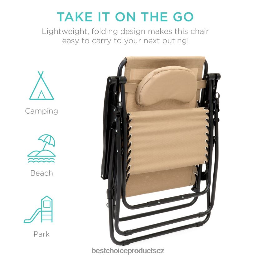 Best Choice Products nadrozměrné polohovací lehátko s nulovou gravitací s držákem na pohár, polštářem venkovní bydlení | opálení FF22861330