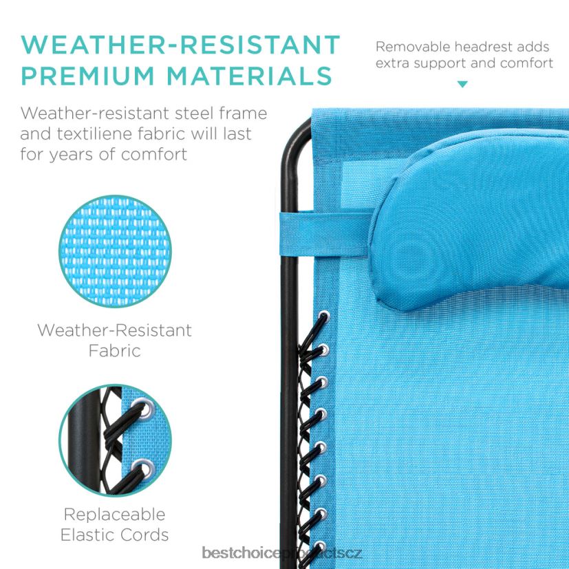 Best Choice Products nadrozměrné polohovací lehátko s nulovou gravitací s držákem na pohár, polštářem venkovní bydlení | světle modrá FF22861329