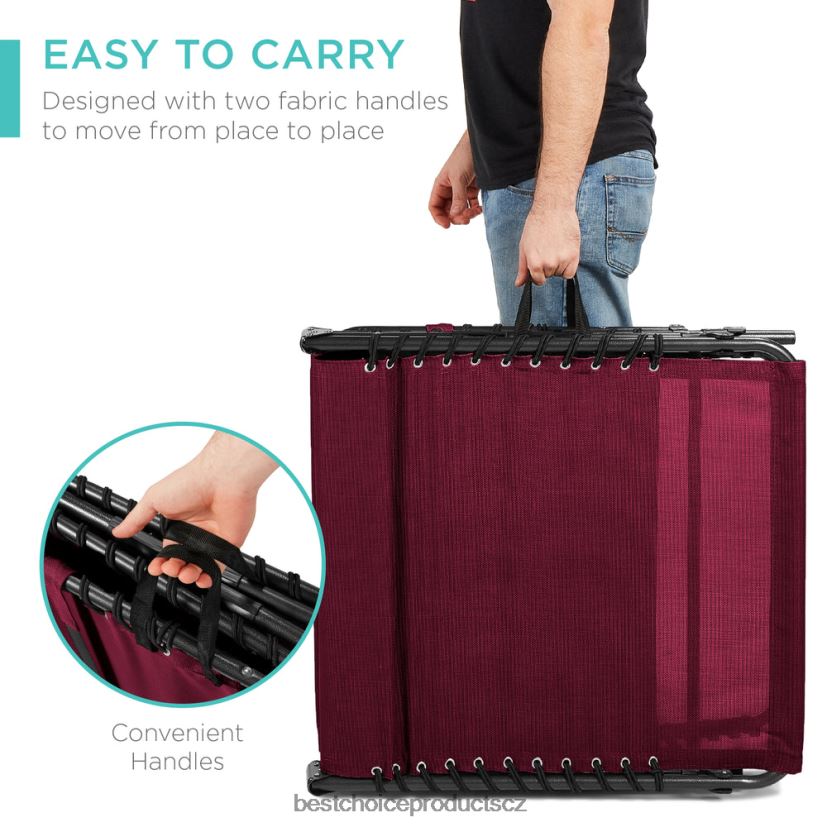 Best Choice Products přenosné lehátko na terasu venkovní křeslo s polštářem venkovní bydlení | červené víno FF2286836