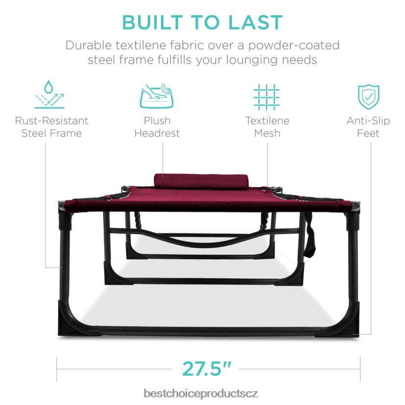 Best Choice Products přenosné lehátko na terasu venkovní křeslo s polštářem venkovní bydlení | červené víno FF2286836