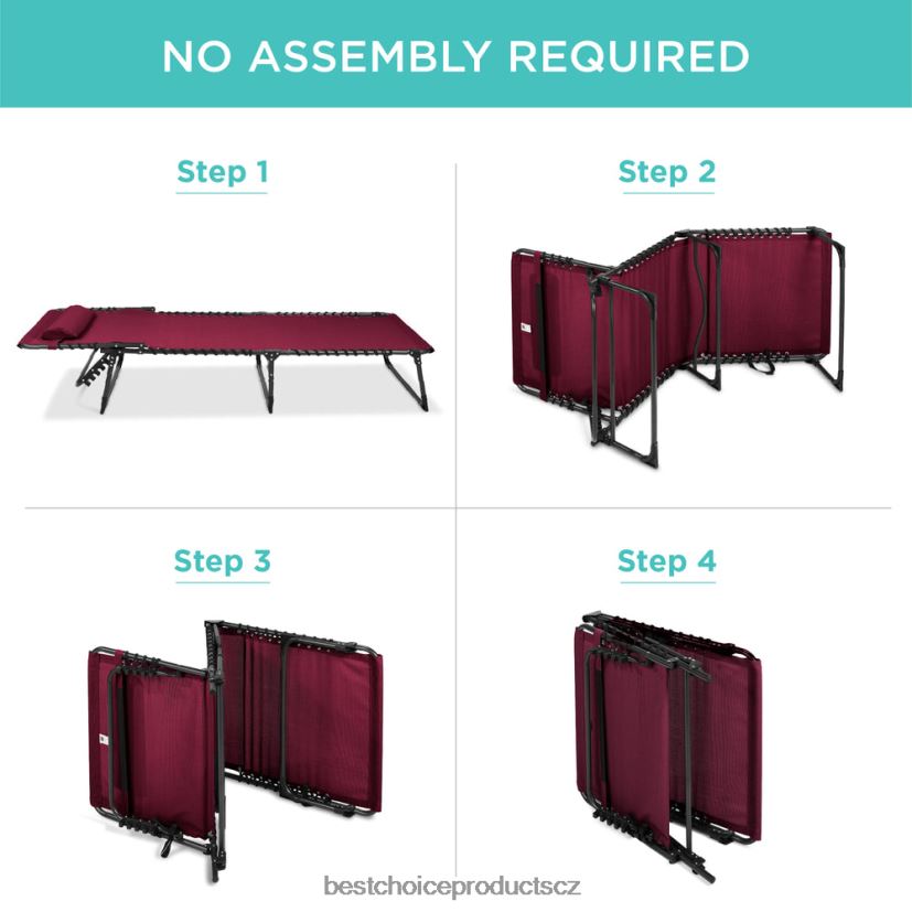 Best Choice Products přenosné lehátko na terasu venkovní křeslo s polštářem venkovní bydlení | červené víno FF2286836