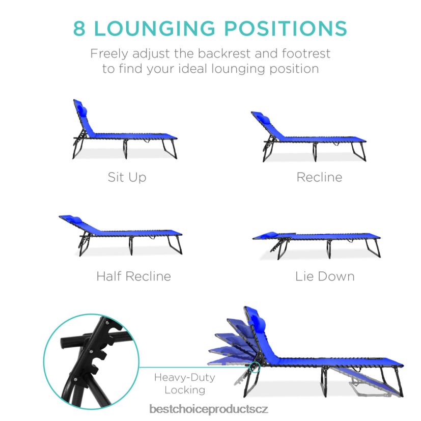 Best Choice Products přenosné lehátko na terasu venkovní křeslo s polštářem venkovní bydlení | letovisko modrá FF2286838