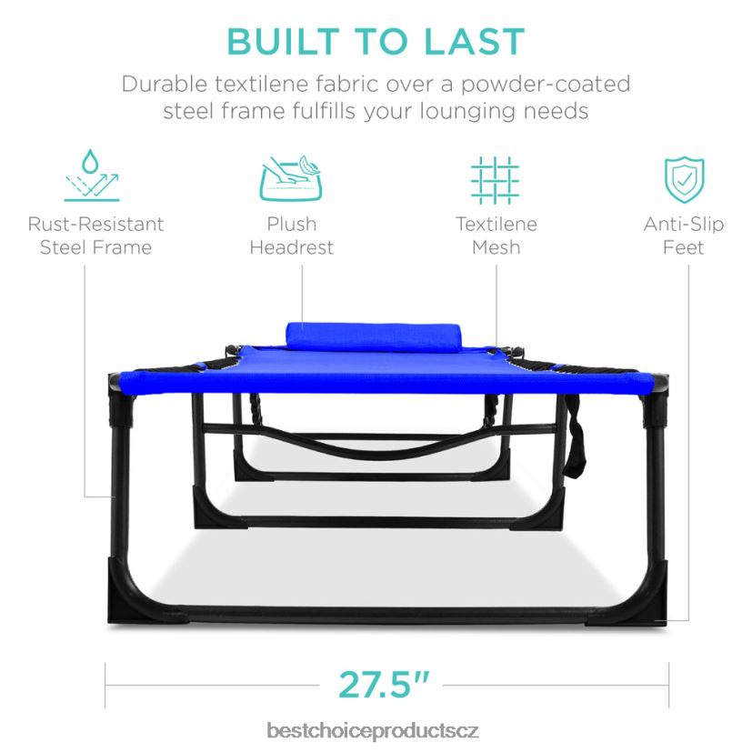 Best Choice Products přenosné lehátko na terasu venkovní křeslo s polštářem venkovní bydlení | letovisko modrá FF2286838