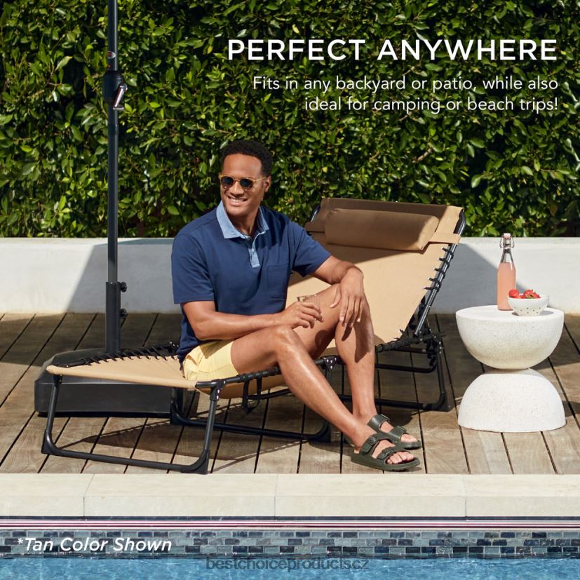 Best Choice Products přenosné lehátko na terasu venkovní křeslo s polštářem venkovní bydlení | letovisko modrá FF2286838