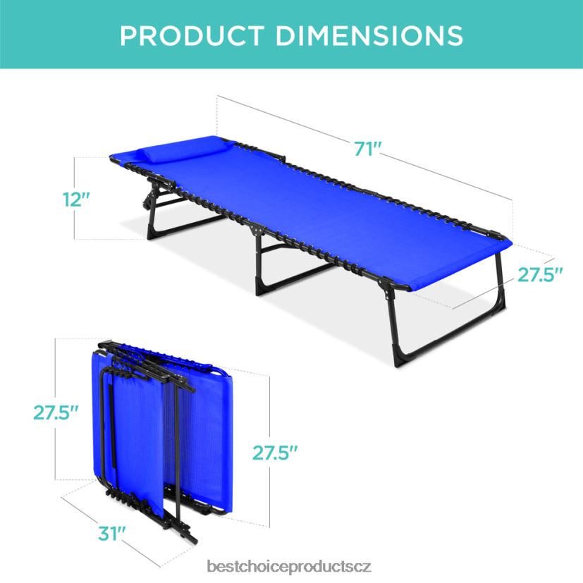Best Choice Products přenosné lehátko na terasu venkovní křeslo s polštářem venkovní bydlení | letovisko modrá FF2286838
