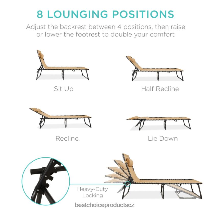 Best Choice Products přenosné lehátko na terasu venkovní křeslo s polštářem venkovní bydlení | opálení FF2286831