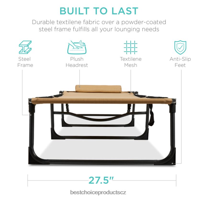 Best Choice Products přenosné lehátko na terasu venkovní křeslo s polštářem venkovní bydlení | opálení FF2286831