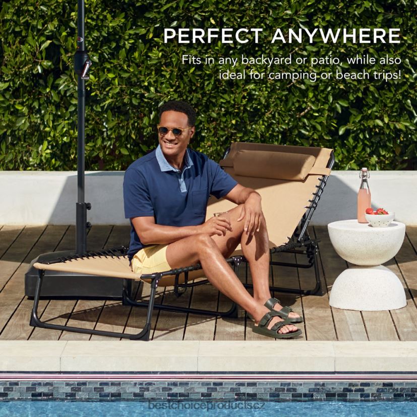 Best Choice Products přenosné lehátko na terasu venkovní křeslo s polštářem venkovní bydlení | opálení FF2286831