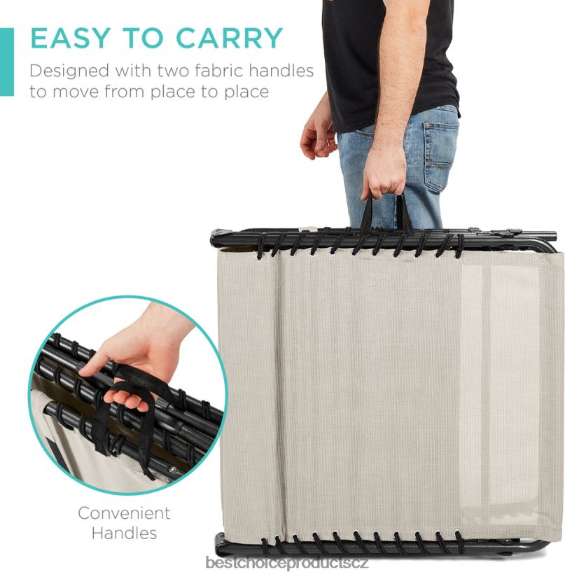 Best Choice Products přenosné lehátko na terasu venkovní křeslo s polštářem venkovní bydlení | slonová kost FF2286834