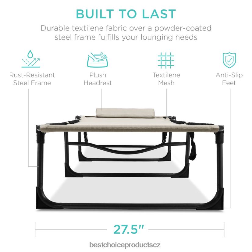 Best Choice Products přenosné lehátko na terasu venkovní křeslo s polštářem venkovní bydlení | slonová kost FF2286834