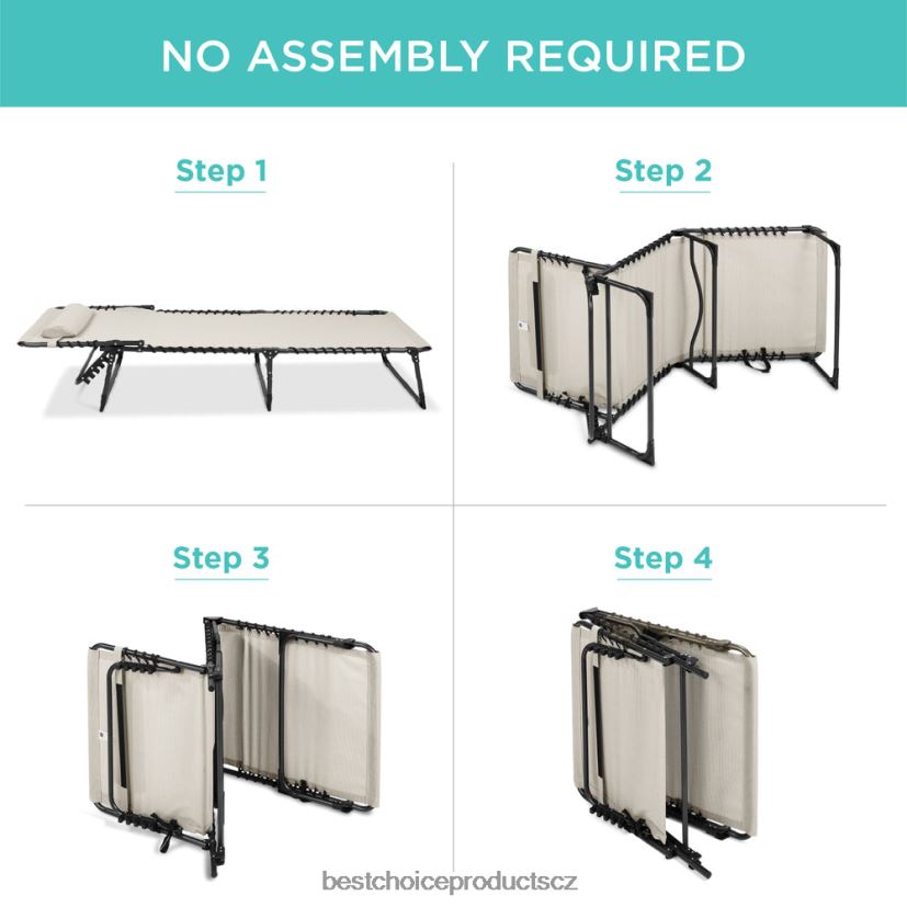 Best Choice Products přenosné lehátko na terasu venkovní křeslo s polštářem venkovní bydlení | slonová kost FF2286834