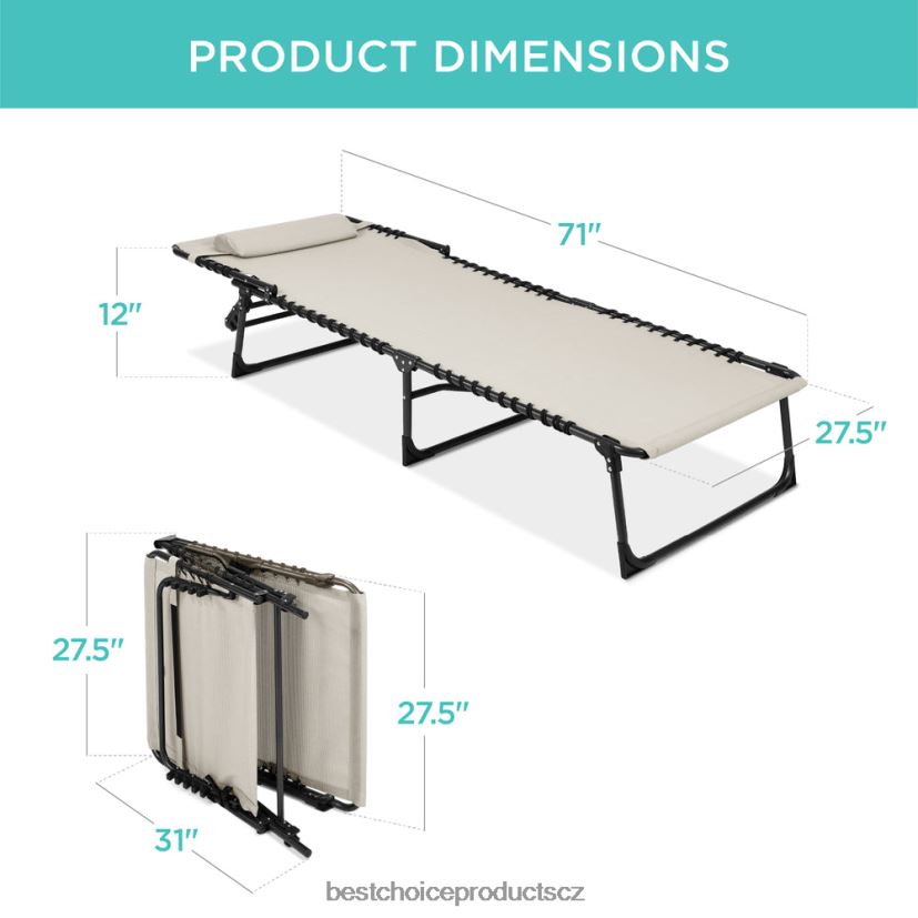 Best Choice Products přenosné lehátko na terasu venkovní křeslo s polštářem venkovní bydlení | slonová kost FF2286834