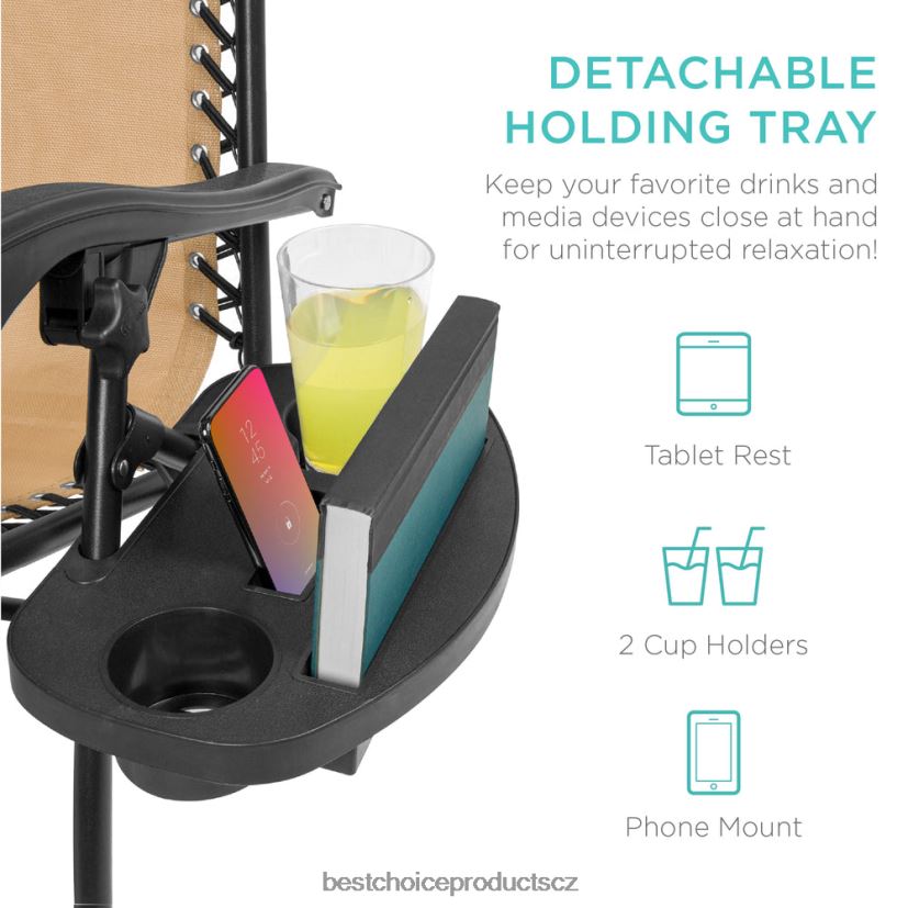 Best Choice Products sada 2 nastavitelných polohovatelných křesel na terasu s nulovou gravitací s držáky nápojů venkovní bydlení | béžový FF2286797