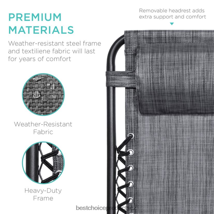 Best Choice Products sada 2 nastavitelných polohovatelných křesel na terasu s nulovou gravitací s držáky nápojů venkovní bydlení | šedá FF2286794