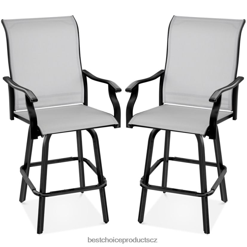 Best Choice Products sada 2 otočných barových židlí s rotací o 360, síťovina do každého počasí venkovní bydlení | šedá FF22861387
