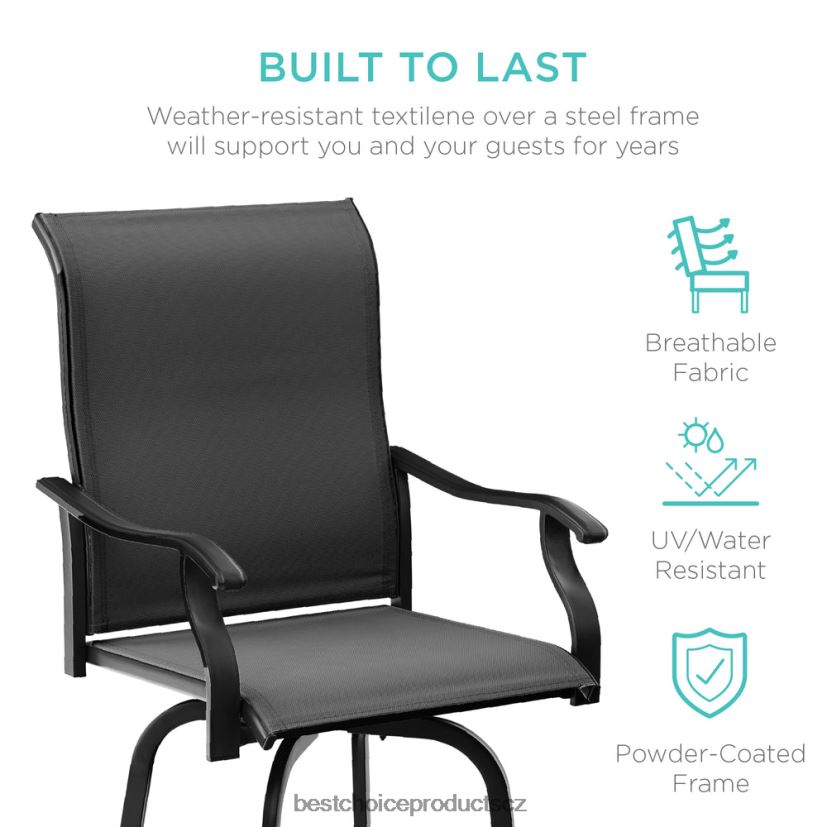 Best Choice Products sada 2 otočných barových židlí s rotací o 360, síťovina do každého počasí venkovní bydlení | Černá FF22861386