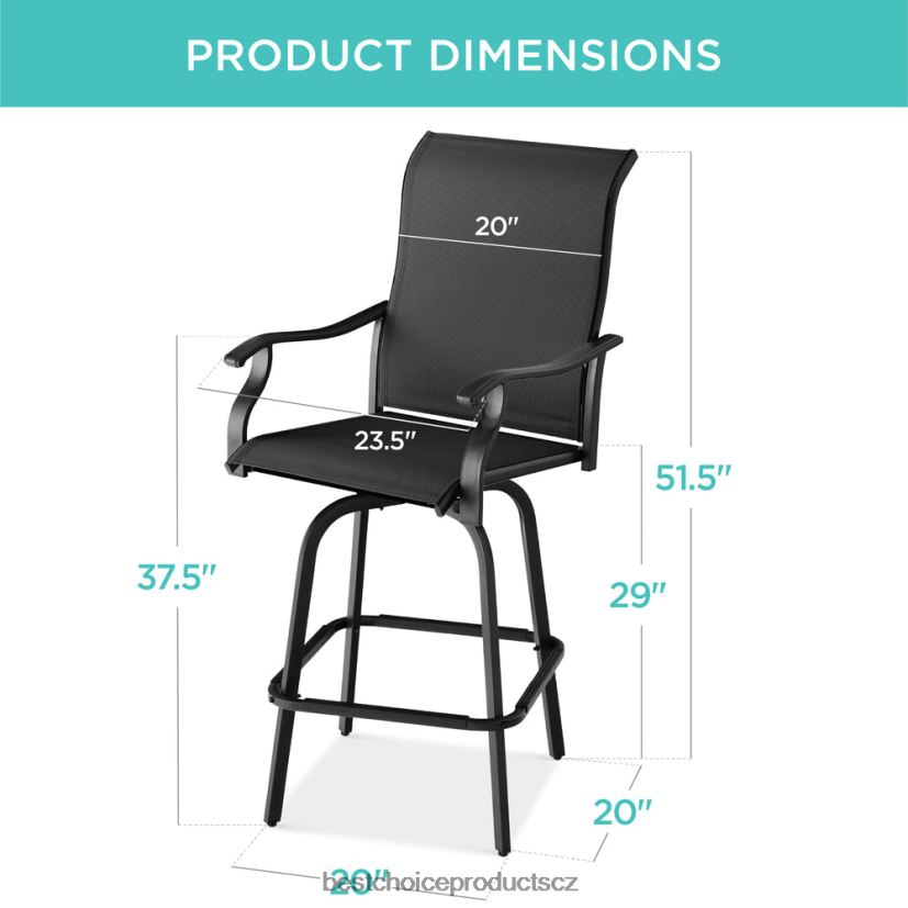 Best Choice Products sada 2 otočných barových židlí s rotací o 360, síťovina do každého počasí venkovní bydlení | Černá FF22861386