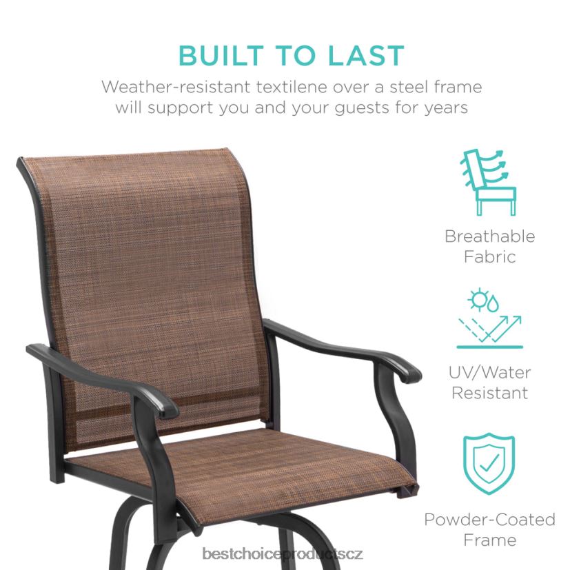 Best Choice Products sada 2 otočných barových židlí s rotací o 360, síťovina do každého počasí venkovní bydlení | hnědý FF22861385