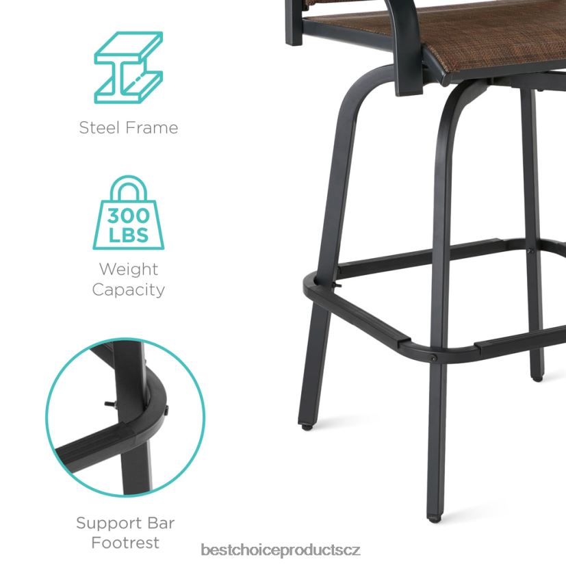 Best Choice Products sada 2 otočných barových židlí s rotací o 360, síťovina do každého počasí venkovní bydlení | hnědý FF22861385